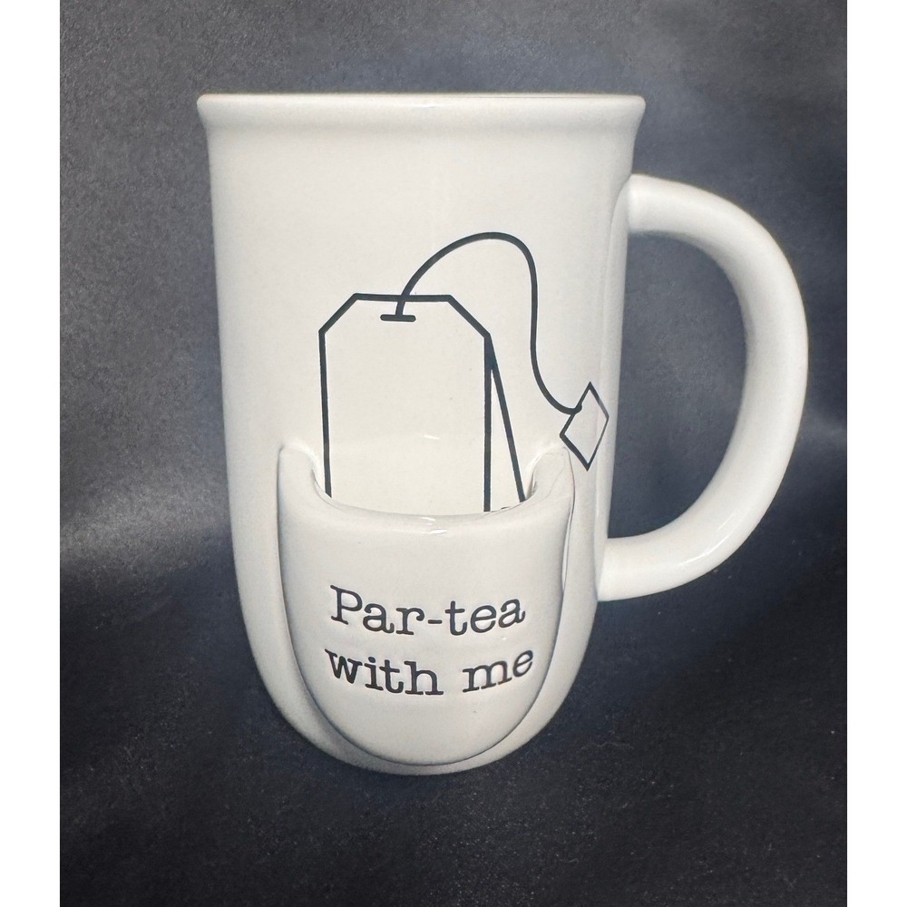 Modern Expressions Par-tea With Me Tea Mug With Built-in Tea Bag Holder White
